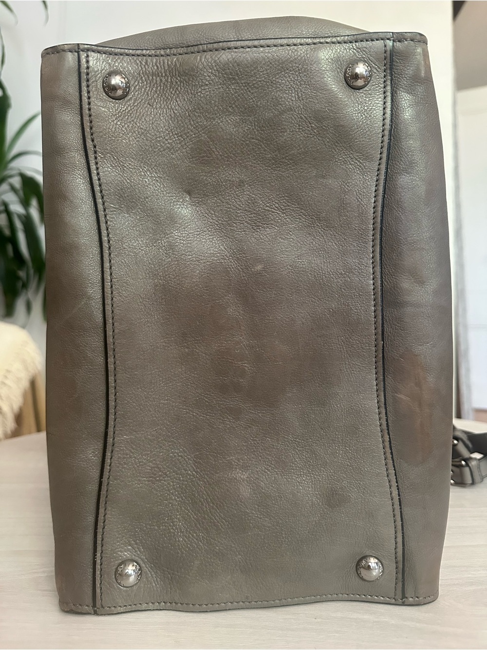 Prada GLACE’CALF Leather Tote with Double Handles - Gray - Picture 13 of 13